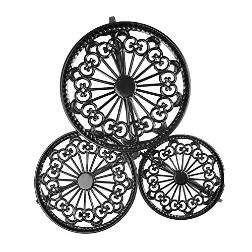 DAZONE Black 3-Tiered Indoor/Outdoor Plant Stand, 11 Inch in Height - Holds 3-Flower Pot