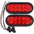 PPI (2) Red Trailer Truck LED Sealed RED 6" Oval Stop/Turn/Tail Light Marine Waterproof Including 3-pin water tight plug DOT SAE with wires and Grommet