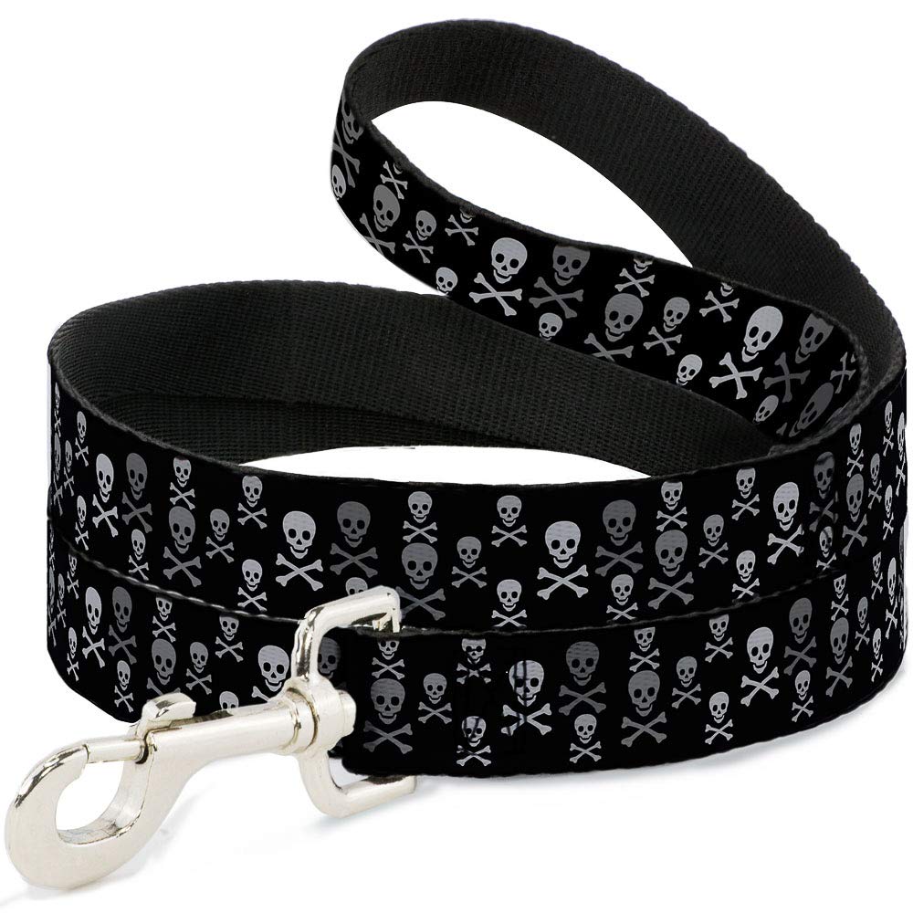 Dog Leash Multi Skull Black Gray 6 Feet Long 0.5 Inch Wide