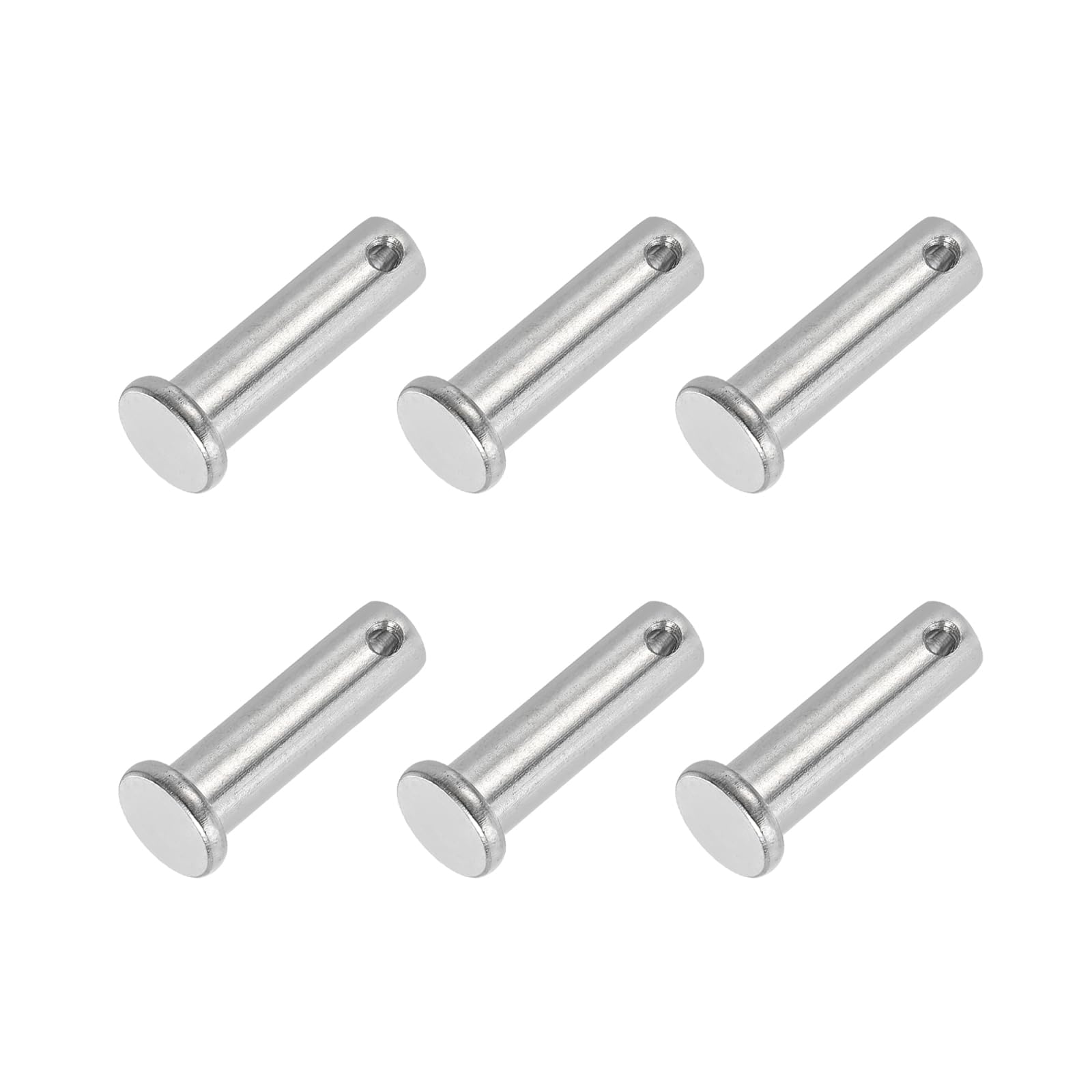 PATIKIL 10 x 35 Mm Single Hole Clevis Pins, 6 Pcs 304 Stainless Steel Flat Head Pin for Hitch Pin Lock Link Hinge Systems, Silver