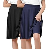 Zando Girls 2 Pack A Line Skirt with Shorts | Knee Length Uniform Skort | Back to School Outfits for Playtime Size 6-14