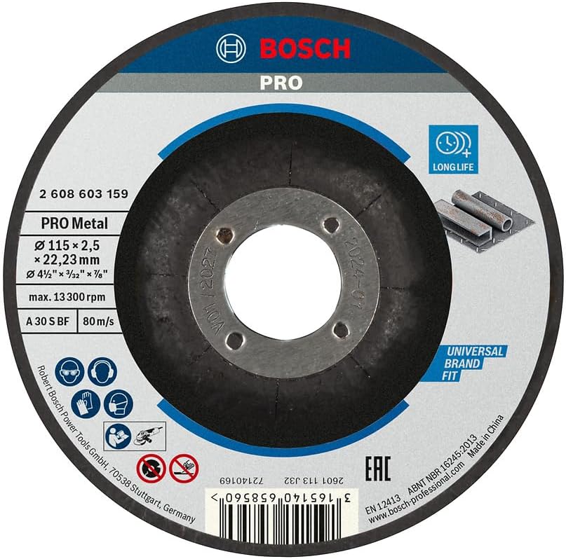 Bosch 1x 115mm Metal Cutting Disc for Angle Grinder Bore 22.23mm Steel