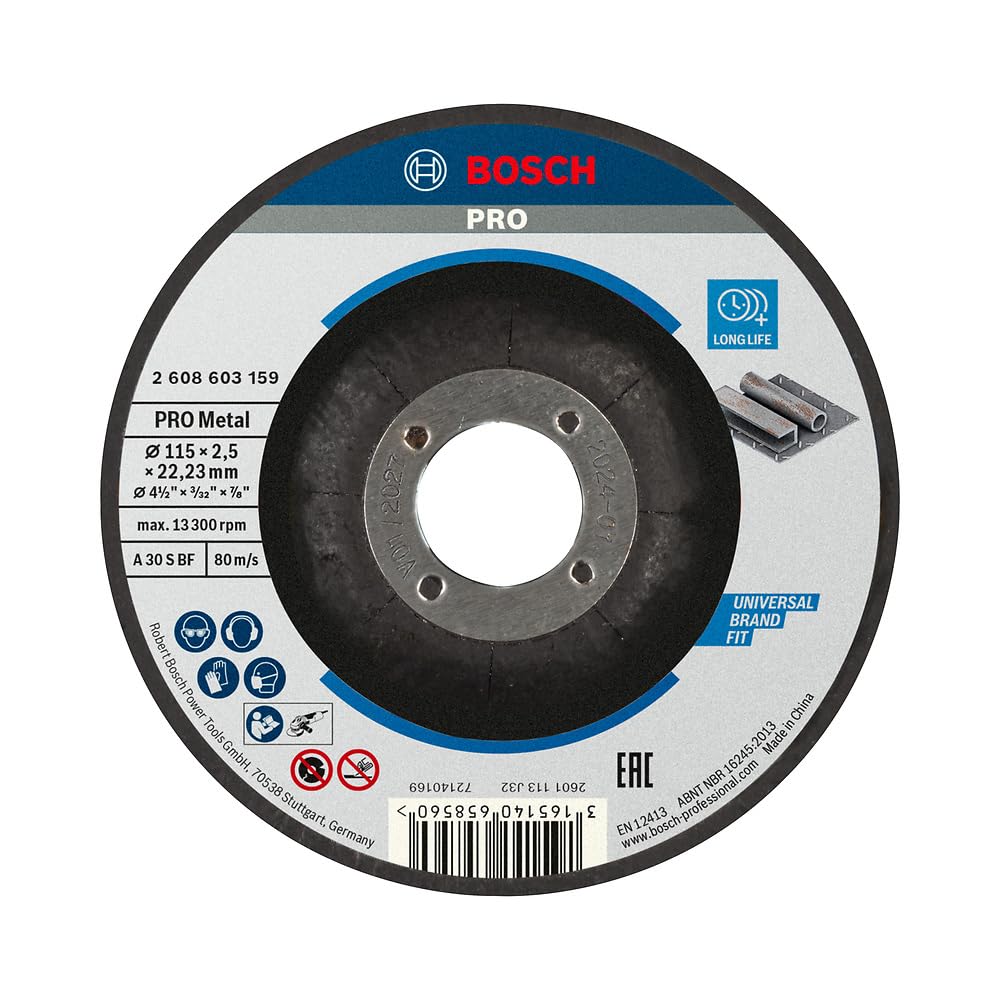 Bosch 1x PRO Metal Longlife Cutting Disc for Small Angle Grinder and Bore 22.23 mm (for Steel, Ø 115 mm, Professional Accessory Small Angle Grinder)