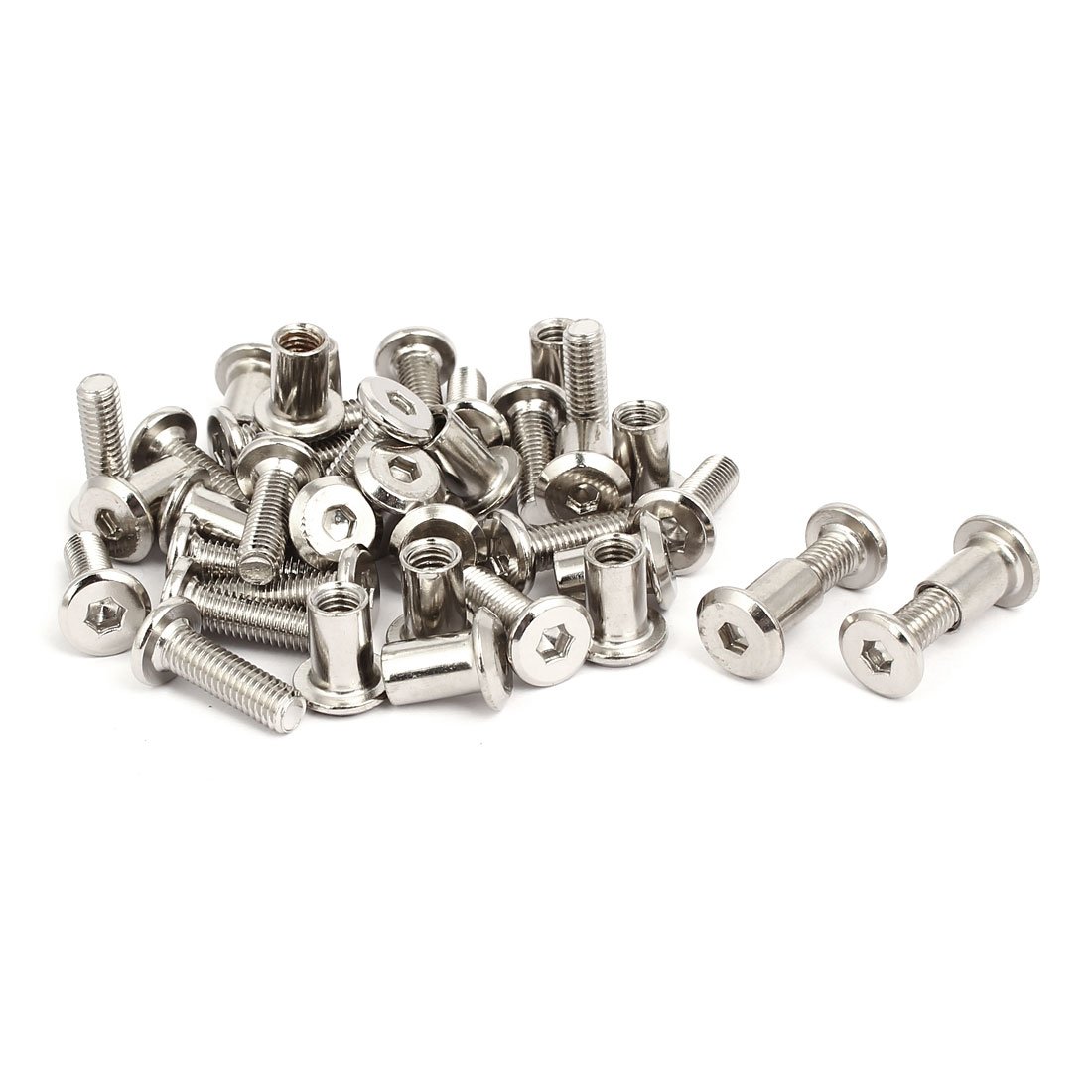 Sourcingmap M6x20mm Male Thread Cupboard Cabinet Socket Hex Screw Post Silver Tone 20pcs