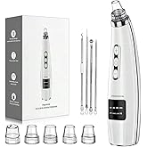 Blackhead Remover Pore Vacuum, Blackhead Vacuum, Facial Pore Cleaner with 5 Adjustable Suction Levels, 5 Probes, USB Rechargeable Pore Cleaner, Electric Comedone Whitehead Extractor Tools Kit