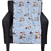 Peanuts Gang Snoopy & Woodstock Velvet Soft Polyester Plush Throw Blanket by Berkshire Blanket & Home Co. | 50'' x 70'', Blue