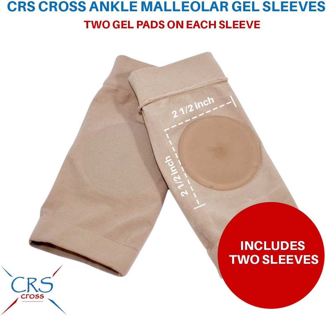 CRS Cross Ankle Malleolar Gel Sleeves - Premium Padded Skate Sock with Ankle Bone Pads for Figure Skating, Hockey, Inline, Roller, Ski, Hiking Boots. Ankle Protector & Cushion (One Size fits Most) : Sports & Outdoors