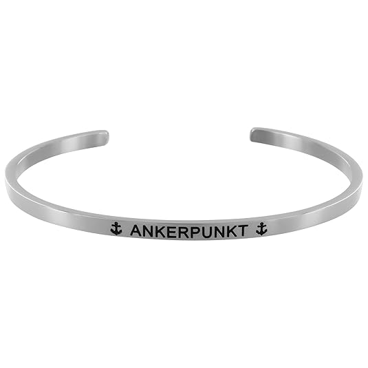 ANKERPUNKT Armreif Armband Damen silber Edelstahl verstellbar mit Gravur ANKERPUNKT Made in Germany