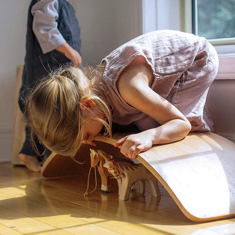 Wooden Wobble Balance Board with Felt Layer Waldorf Toys Balance Board Kid Yoga Board Curvy Board - Wooden Rocker Board 35 Inch Kid Size Dark Gray: Sports & Outdoors