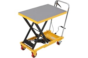 EXPLOREHORIZON 500 Lbs Hydraulic Lift Table Cart, 28.5" Lifting Height, Manual Single Scissor Lift Table with 4 Wheels and Non-Slip Pad, Hydraulic Scissor Cart for Material Handling
