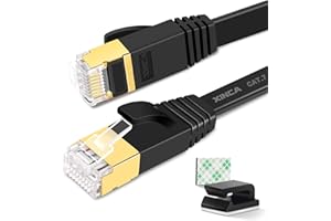 Cat 7 Flat Ethernet Cable 15ft Black,High Speed 10GB Shielded (STP) LAN Internet Network Cable-XINCA Ethernet Patch Computer 
