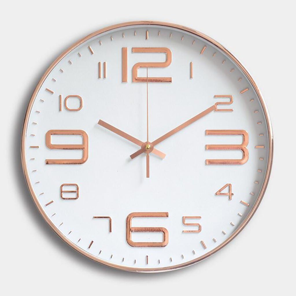 WYF Living room wall clock, three-dimensional convex word plastic wall clock 12-inch quartz clock (color : Gold)