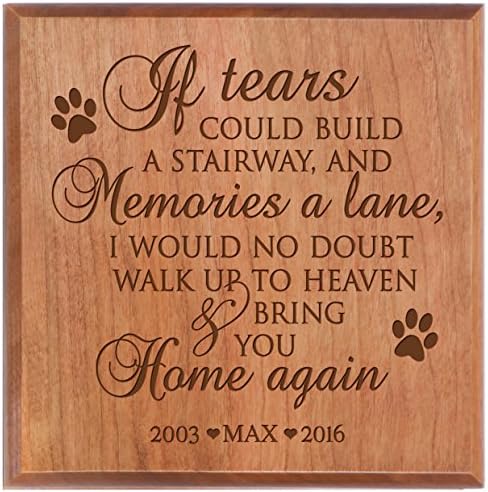 Pet Urns SMALL Sympathy Keepsake box PERSONALIZED pet urn for ashes If Tears Could Build A stairway SMALL portion of ashes 5.5" x 5.5" x 3.5" inches (Cherry Personalized)