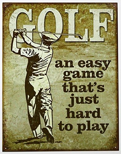 Desperate Enterprises Golf - Easy Game Hard to Play Tin Sign - Nostalgic Vintage Metal Wall Decor - Made in USA - 12.5" W x 16" H
