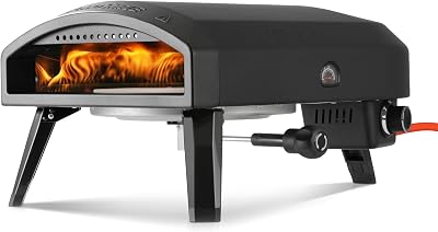 Forno per pizza a gas da 30,5 cm, fornello per pizza a propano raggiunge 510 °C, cottura rapida 60 secondi, include tubo del gas, manopola di controllo della fiamma, manico per calore esteso
