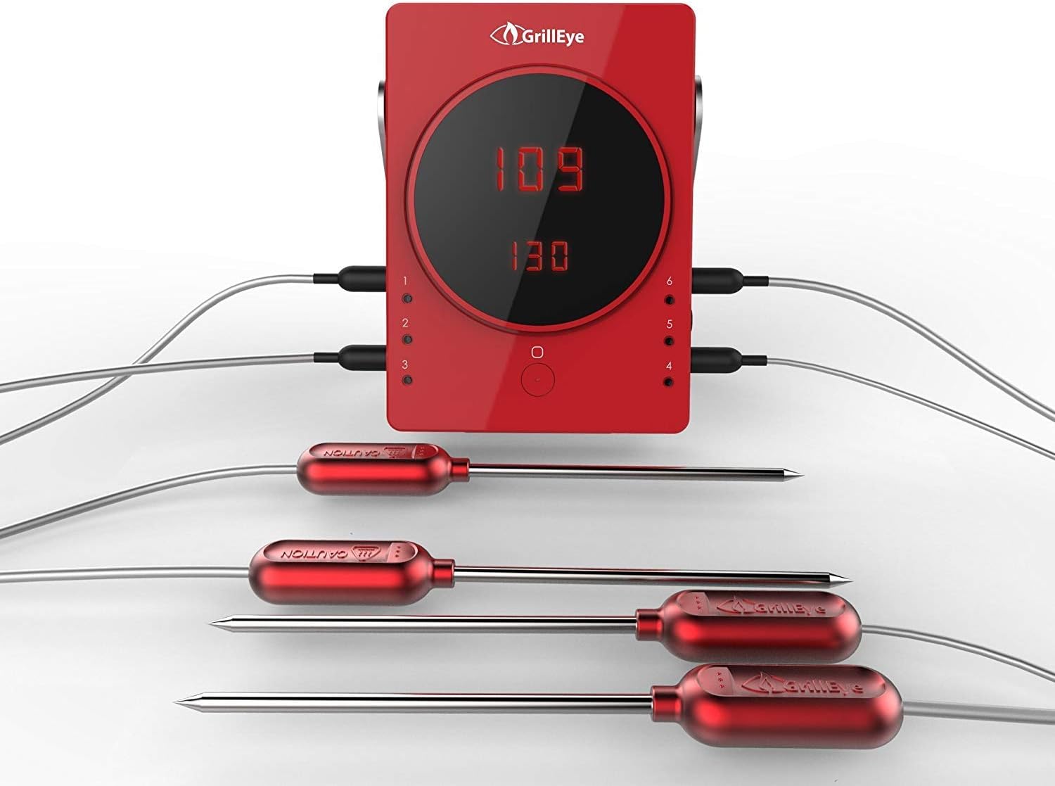 GrillEye Standard Thermometer Super Kit (4 Extra Probes) - Free 2-Day Shipping (Including HI and AK)