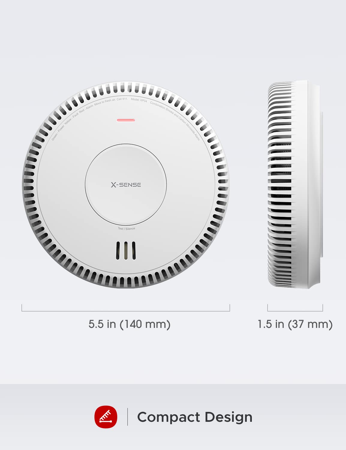 X-Sense Hardwired Combination Smoke and Carbon Monoxide Detector, Hardwired Interconnected Smoke and CO Detector Alarm with Replaceable Battery Backup, XP04, 3-Pack
