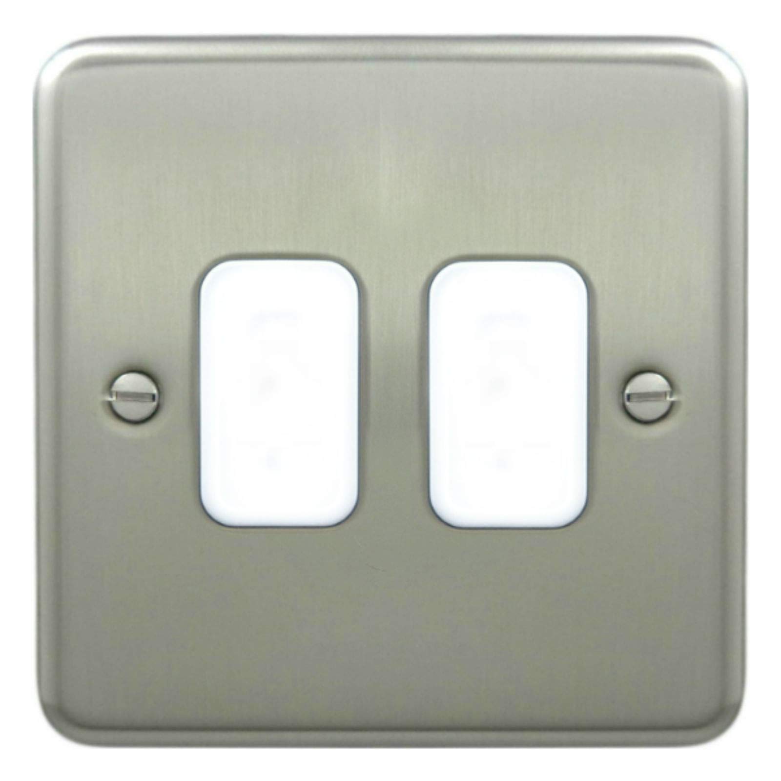 Deta G3352 Grid Front Plate - 2 Gang - Satin Chrome