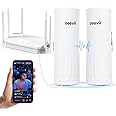 UeeVii CPE450 Wireless Bridge and WR3000K WiFi Router Kit, 5.8G 3KM Point to Point Wireless Bridge Outdoor to Shop Barn Garage Building Network Kit Solution, Outdoor WiFi Bridge(2PCS), Plug and Play