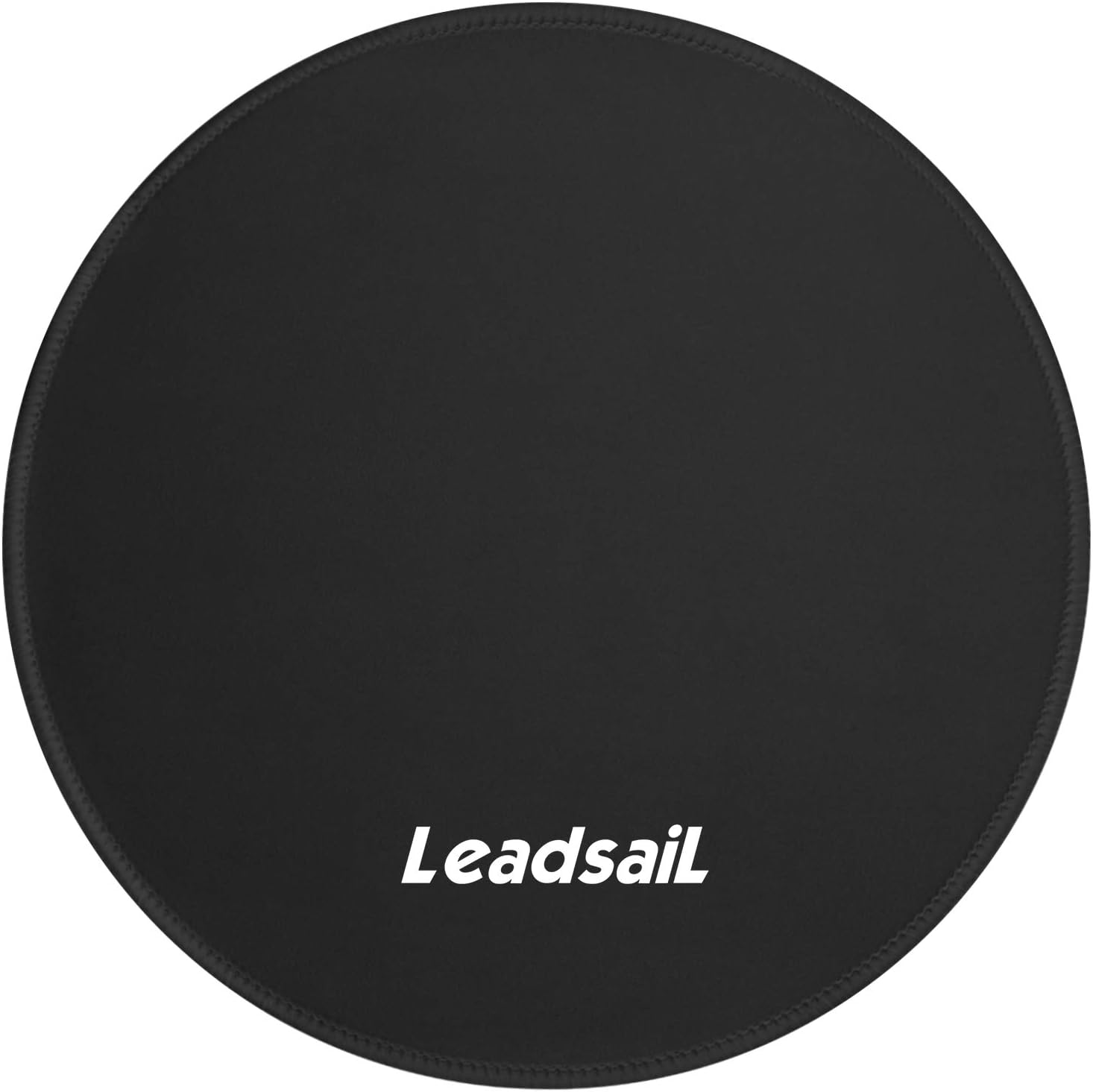 LeadsaiL [30% Larger] Mouse Pad with Stitched Edge Premium-Textured Mouse Mat Waterproof Non-Slip Rubber Base Round Mousepad for Laptop Computer PC Office 9.8×9.8×0.12 inches (Black)