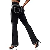 VOOVEEYA Women's Bootcut Leggings - Bootleg Yoga Pants Flare with 4 Pockets,Tummy Control High Waisted Casual Dress Pants