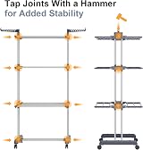 Trintion 3 Tier Adjustable Clothes Drying Rack with Casters & Wings view 5