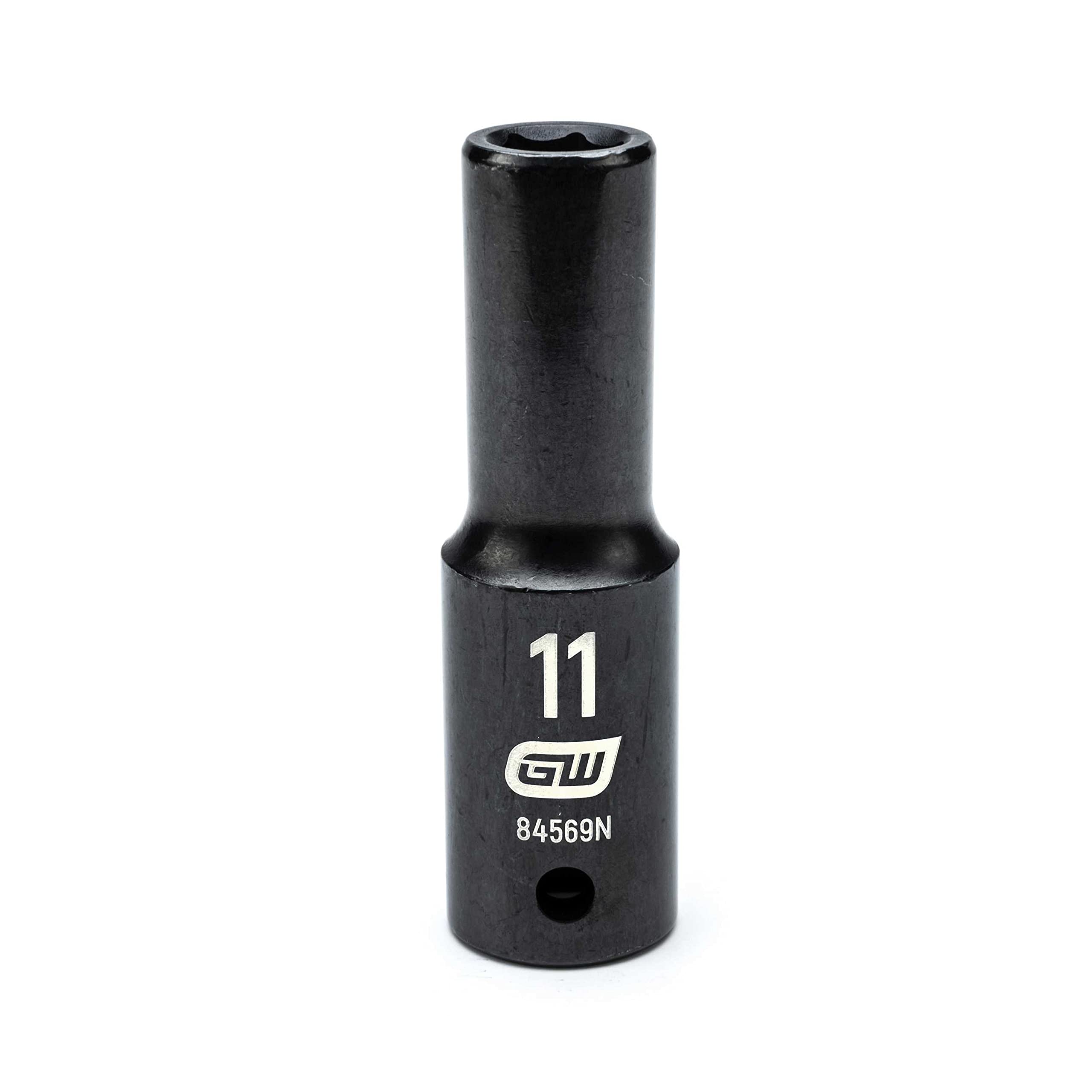 GearWrench 84569N 1/2" Drive 6 Point Deep Impact Metric Socket 11mm, Black