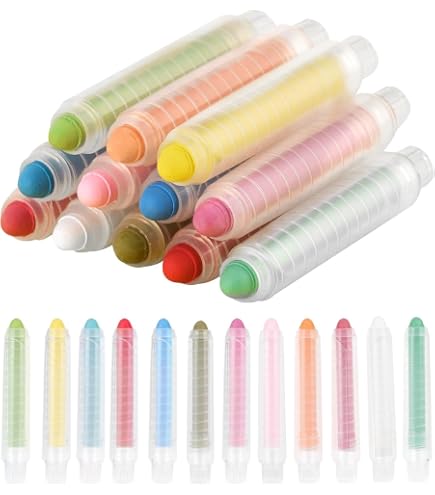Craie Sans Poussière – 12 Couleurs Lavables – Boîte 26,5x13,7 Cm – Pour Tableau Noir, Trottoir, Intérieur/extérieur – Sécurité Enfants
