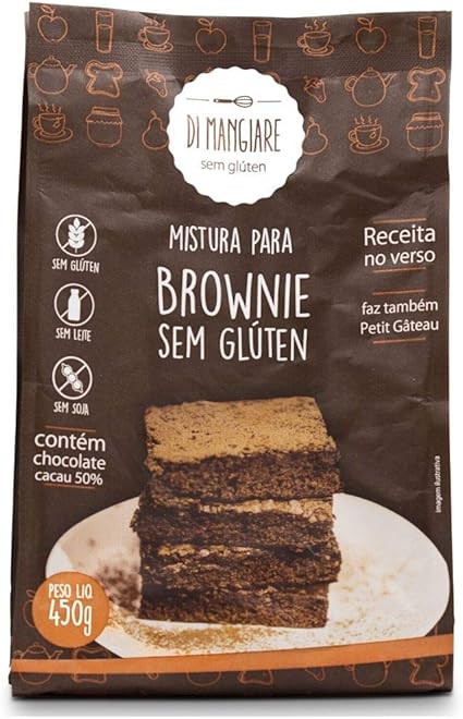 Mistura Para Brownie Sem Glúten e Sem Lactose Di Mangiare 450g: Amazon.com.br: SaÃºde e Cuidados Pessoais