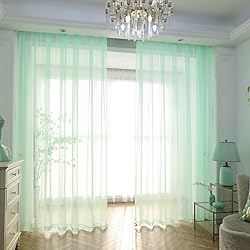 PHILEASY Window Sheer Light Green Curtains 63