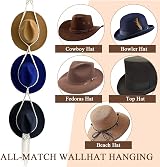 LAOJU Macrame Hat Rack Wall Holder Boho Wide Brim Cap Hanger Organizer Beige view 4