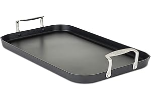 Viking Culinary Hard Anodized Nonstick Double Burner Griddle, Ergonomic Stay-Cool Handles, Oven Safe, Works on Electronic, Ceramic, and Gas Cooktops, 18 inches