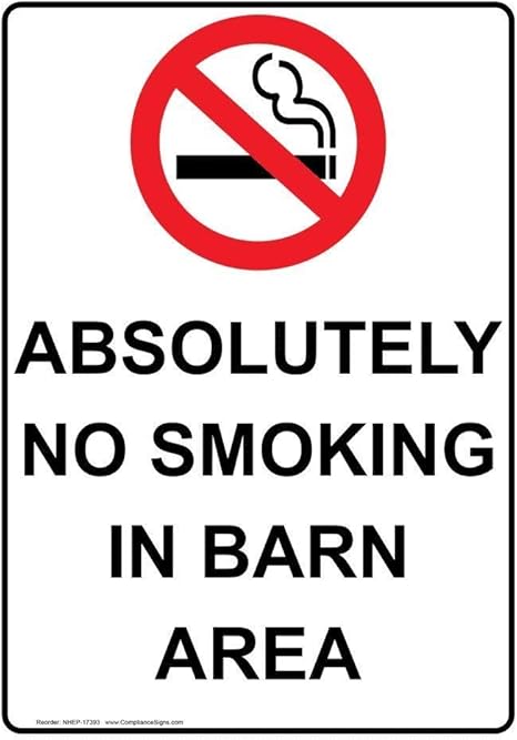 Amazon Co Jp 金属製看板 縦型 アルミニウム 納屋のエリアの看板に煙が出ない 英語の文字と記号付き ホワイト 7 10in ホーム キッチン