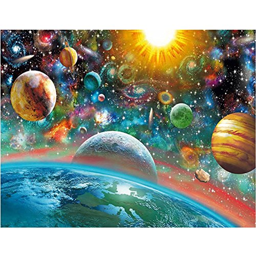 Norbi Painting With Diamonds, Planets Space Embroidery Diamond by Number Kits Rhinestone Painting Cross Stitch Kit Wall Art Decor for Kids Adult Beginner
