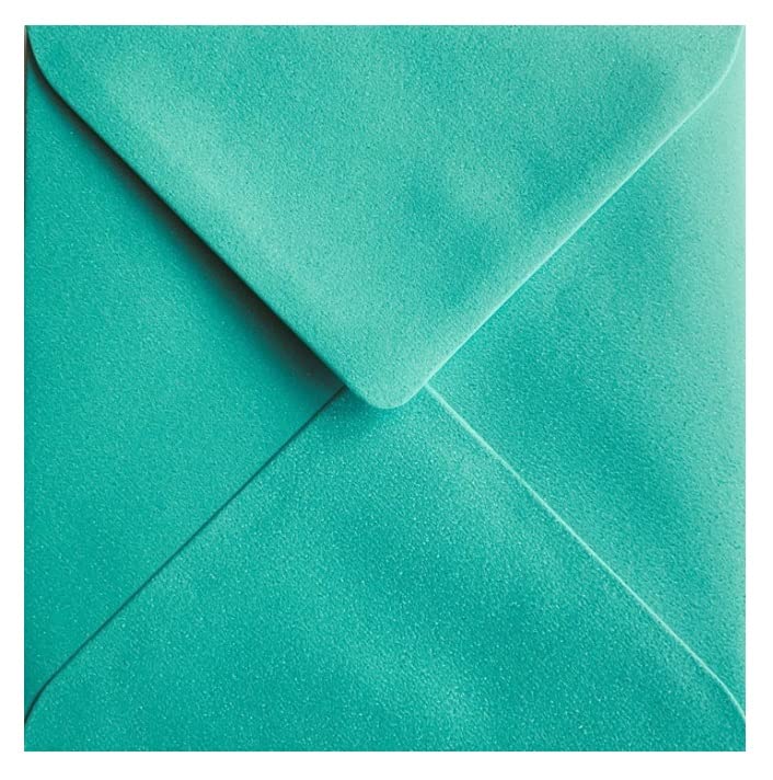 155mm x 155mm Square envelopes for Greeting Cards Wedding Invitation Crafts Coloured Envelopes - Pack of 50 Envelopes (Pearl Turquoise)