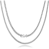 SanThree 4mm Solid Pure Titanium Necklaces for Men Women 4-Side Square Keel Twist Link Chain, Welded Finely Polished Shinny No Allergic Necklace for Anniversaries Birthday Jewelry Gifts, 25.6"