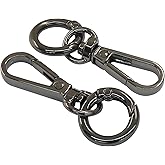 ISDVBUY 2 Pcs Swivel Snap Hooks with Key Rings, Opening Metal Swivel Lobster Claw Clasps for Key Chain Clip, Lanyard, DIY Crafts, Jewelry Making, Bags and Accessories(Black)