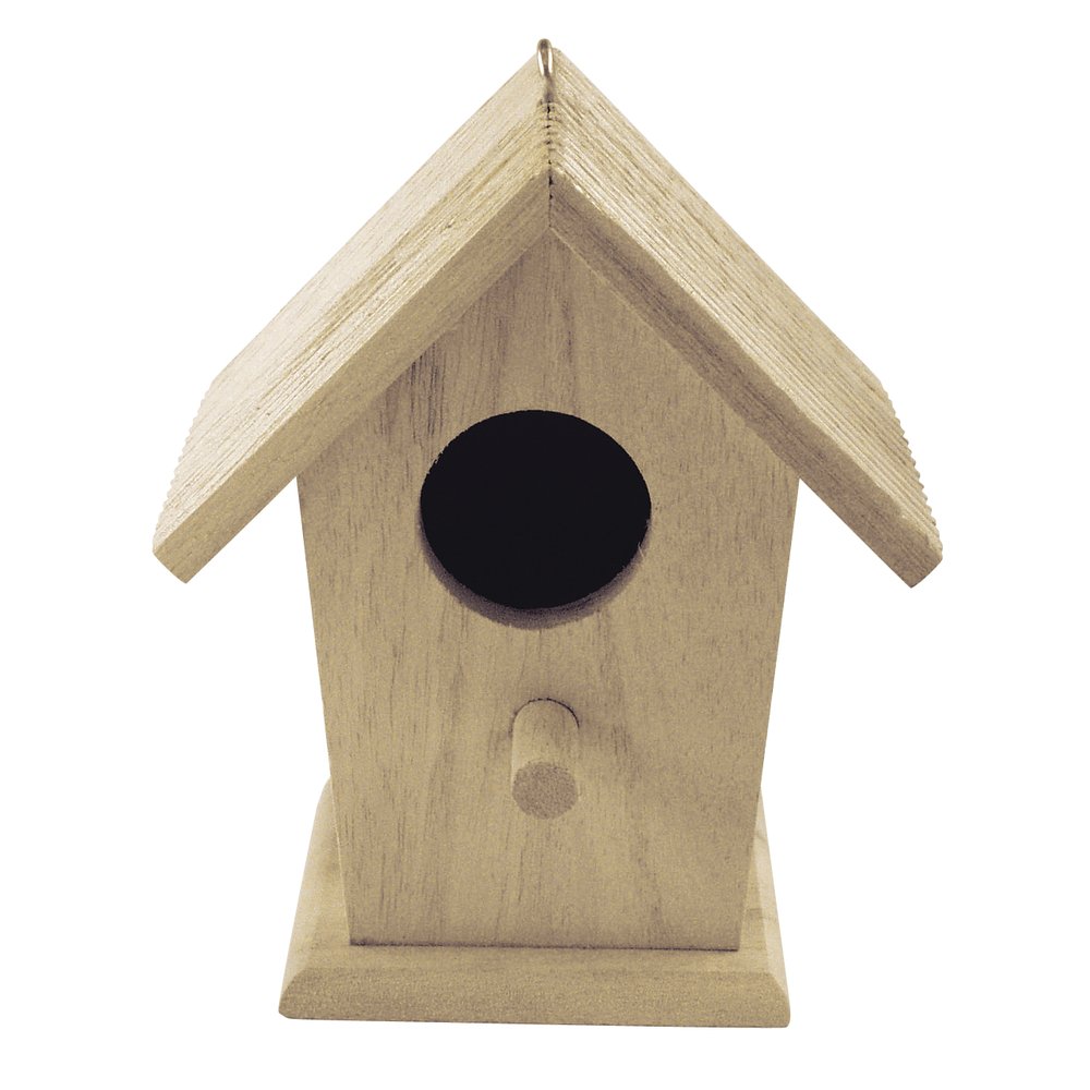 RAYHER HOBBY Decorative Birdhouse for Crafts, Natural Wood Nesting Box for Decorating and Crafting, Wood Bird House, 12x7.5x13cm, 62290000