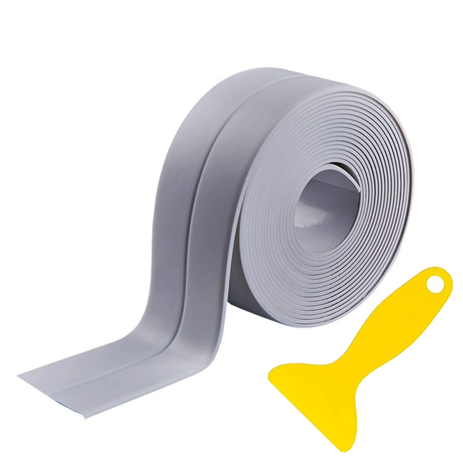 YINLER Sealant Tape, Waterproof Selfadhesive Caulking Tape with Sealing Tool, White Bathtub Sealing Strip for Bathroom, Kitchen,Bathtub and Corner Edge (CY0894-GEY-1P)