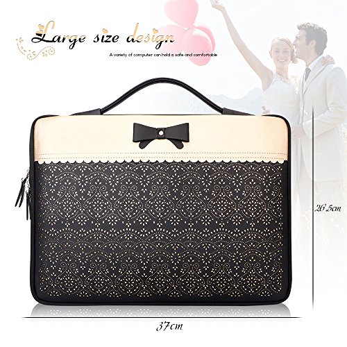 WWW 13-14Inch Water Resistant Laptop Sleeve Case with Handle and Pocket for Microsoft Surface Laptop/Book/Book 2 13.5",MacBook Air/Pro 13" 13.3" 14" Tablet Laptop Waterproof Carrying Case Black - Thumbnail 4