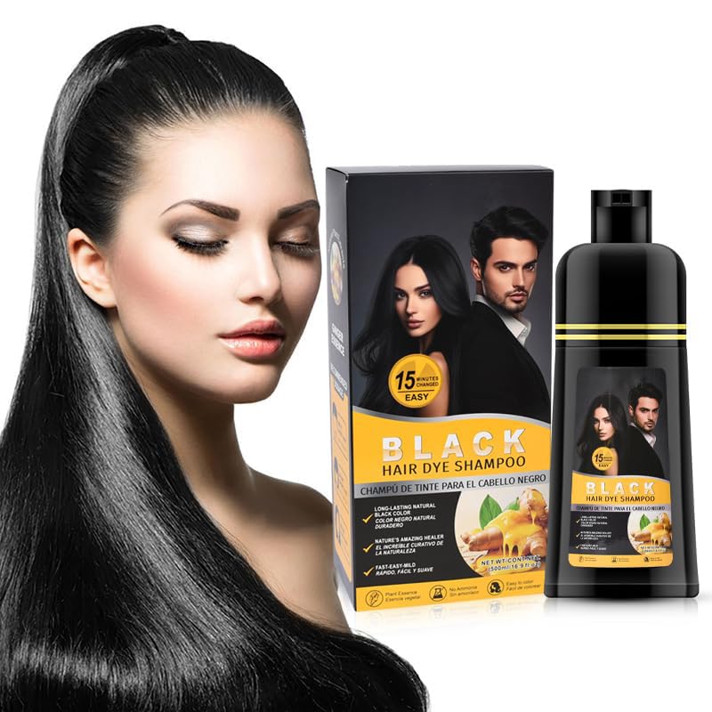 Gegong Ginger Black Hair Shampoo, 500ml, 2-in-1 Half Duration, Color Protection, Ginger Enriched