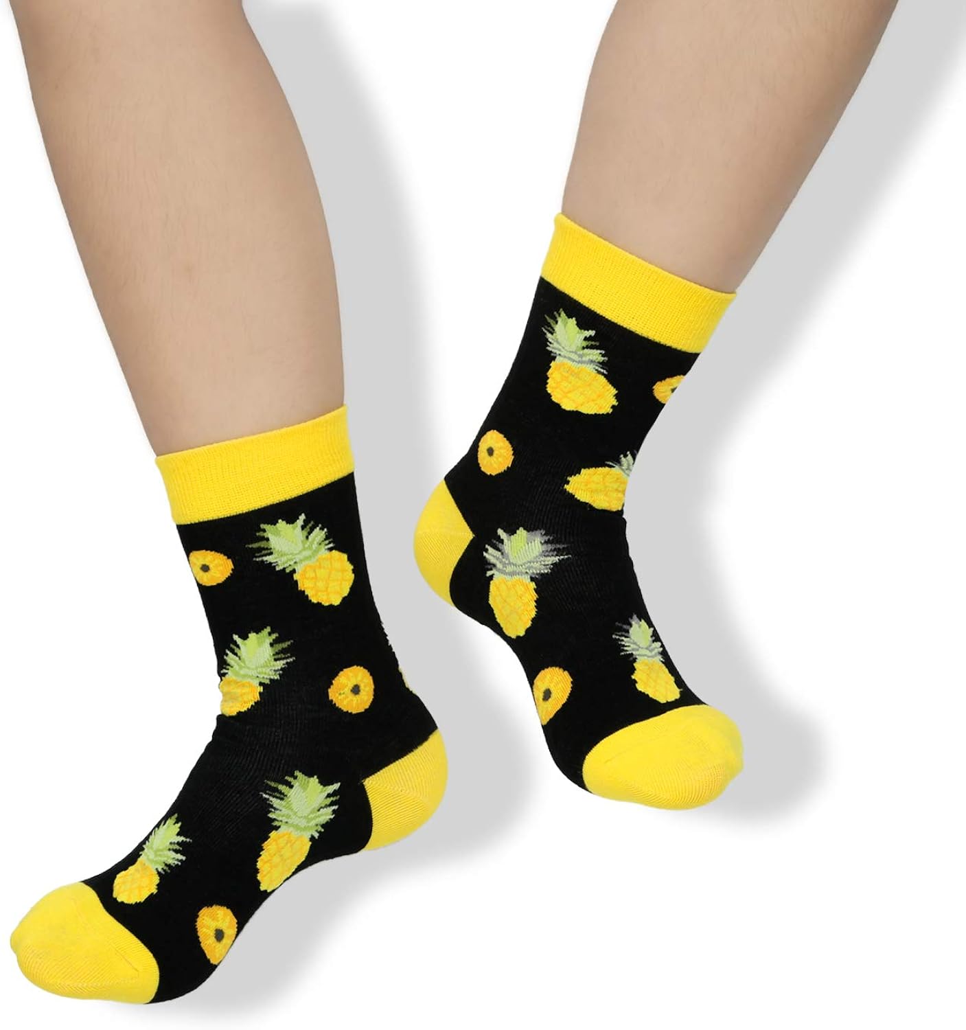 4 Pack Kids Boys Girls Novelty Crew Socks Funny Cartoon Cute Animal Food Avocado Pineapple Cat: Clothing