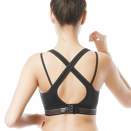 SYROKAN Women's High Impact Support Full Cup Gym Racerback Sports Bra