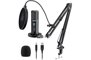 USB Microphone Zero Latency Monitoring MAONO AU-PM422 192KHZ/24BIT Professional Cardioid Condenser Mic with Touch Mute Button