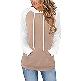 Bosmeer Hoodies for Women Lightweight Long Sleeve Sweatshirt Loose Fit Color Block Tunic Tops with Pockets 2025