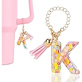 DECZHIYU Letter Charms for Stanley Cup Accessories, Cute Initial Pink Keychain Handle Charm for Stanley Tumbler for Women