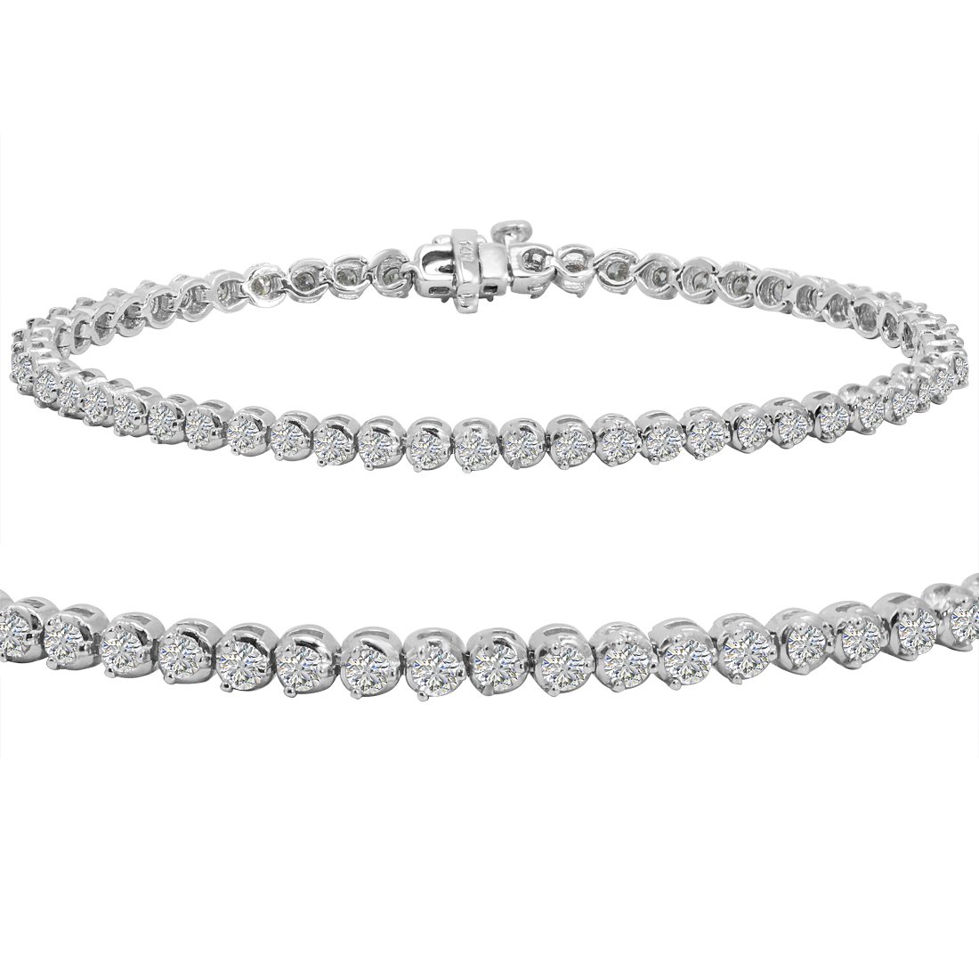AGS Certified 3ct tw Diamond Tennis Bracelet in 14K White Gold 7 inch