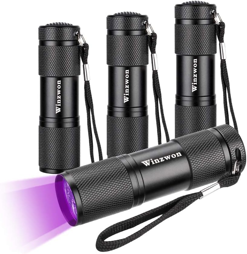 Winzwon UV Torch 4 Pack UV Flashlight Ultraviolet Torch Black Light Flashlight Pet Urine & Stain