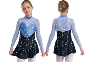 Ice Skating Dress Girls Figure Skating Dance Dresses with Shiny for Lyrical Modern Dance Competition and Stage Performance