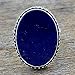 NOVICA Artisan Handmade Lapis Lazuli Cocktail Ring Blue Oval India .925 Sterling Silver Riverside Birthstone 'Pool of Memories'